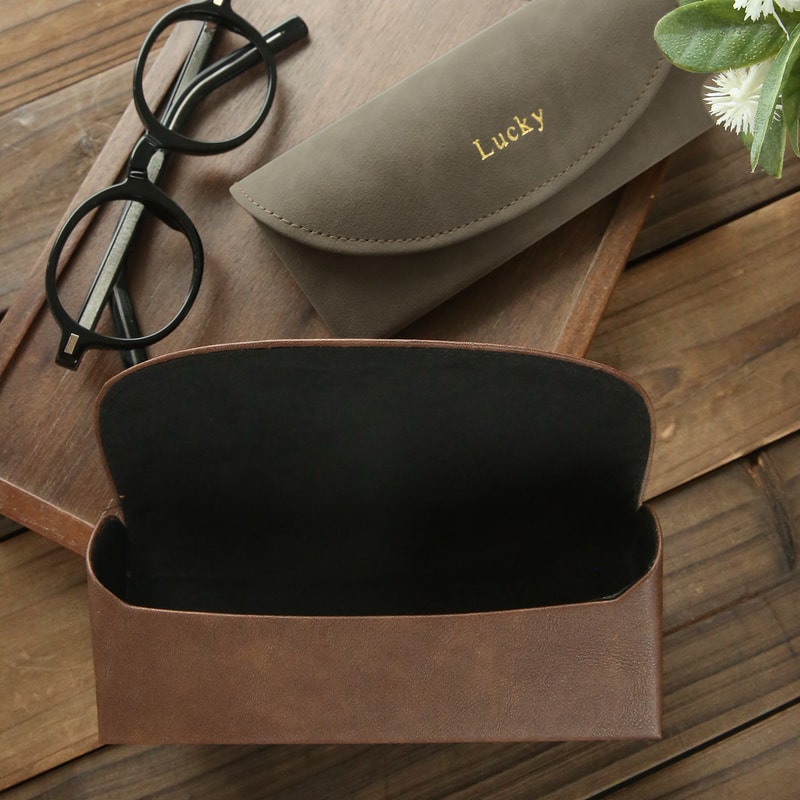 Personalized Leather Eyeglass Case Custom Name Sunglasses Holder Vintage Glasses Case 0