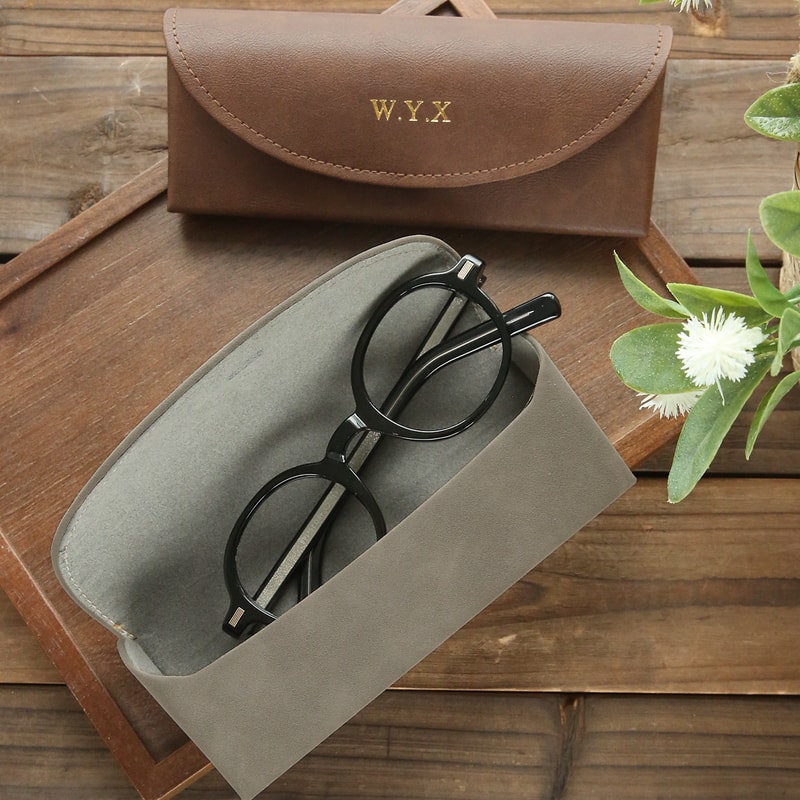 Personalized Leather Eyeglass Case Custom Name Sunglasses Holder Vintage Glasses Case 1