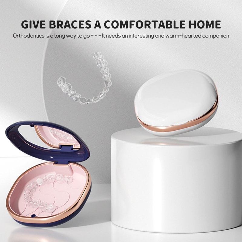 Portable Braces Storage Case With Mirror Orthodontic Aligner Holder For Travel 5