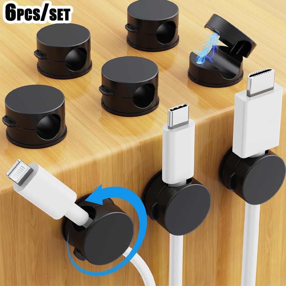 Premium Magnetic Cable Clips Smooth Adjustable Desk Cable Organizer Cord Holder 1