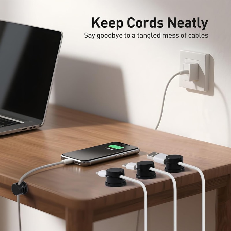 Premium Magnetic Cable Clips Smooth Adjustable Desk Cable Organizer Cord Holder 5