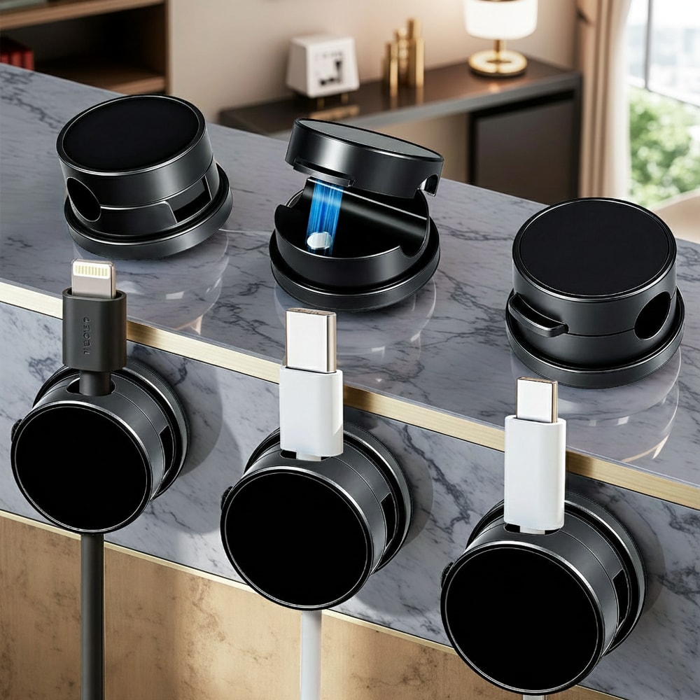 Premium Magnetic Cable Clips Smooth Adjustable Desk Cable Organizer Cord Holder 6