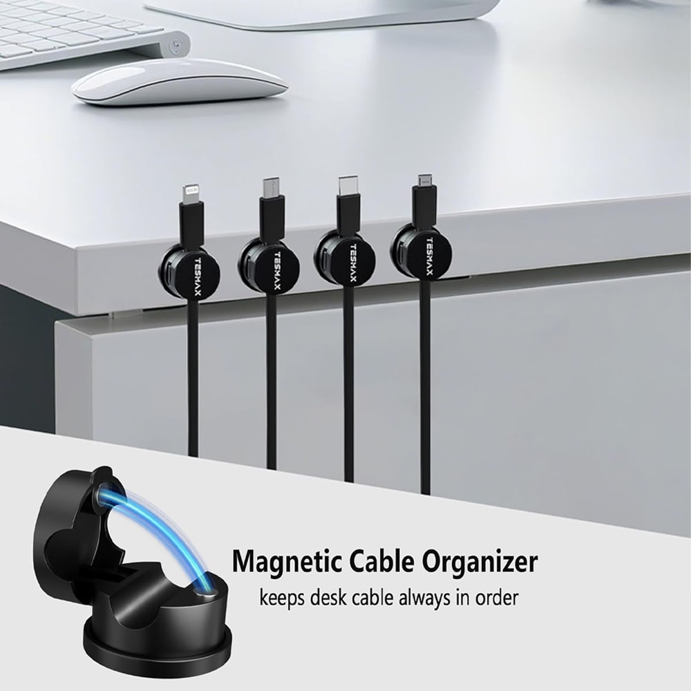 Premium Magnetic Cable Clips Smooth Adjustable Desk Cable Organizer Cord Holder 2