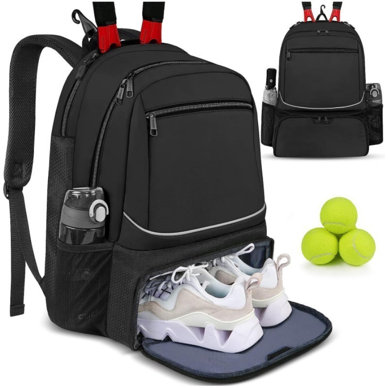 Professional Tennis Racquet Backpack with Ventilated Shoe Compartment & Multi Layer Storage