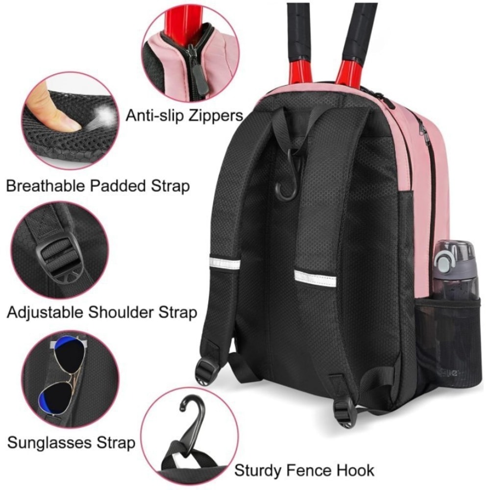 Professional Tennis Racquet Backpack with Ventilated Shoe Compartment & Multi Layer Storage
