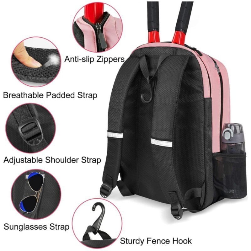 Professional Tennis Racquet Backpack with Ventilated Shoe Compartment & Multi Layer Storage