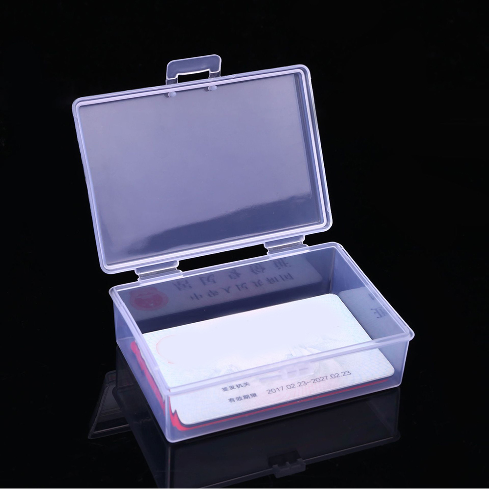 Mini Clear Plastic Storage Box For Jewelry ID Cards Dustproof Organizer 0