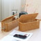 Handmade Rattan Cable Management Box with Desk Cord Organizer