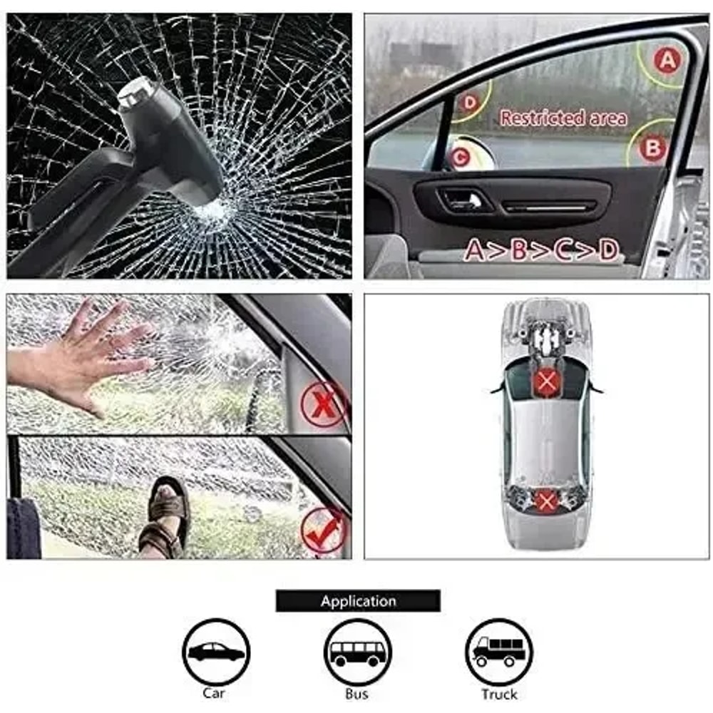 Emergency Car Safety Hammer With Window Breaker Seat Belt Cutter 6