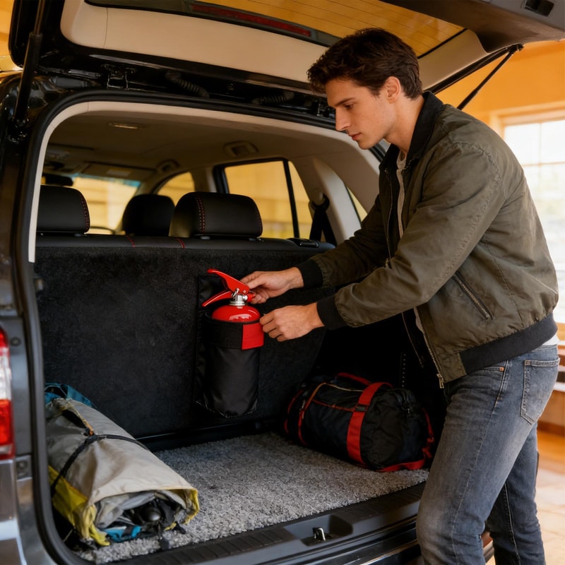Car Fire Extinguisher Organizer With Durable Trunk Storage Mount 3