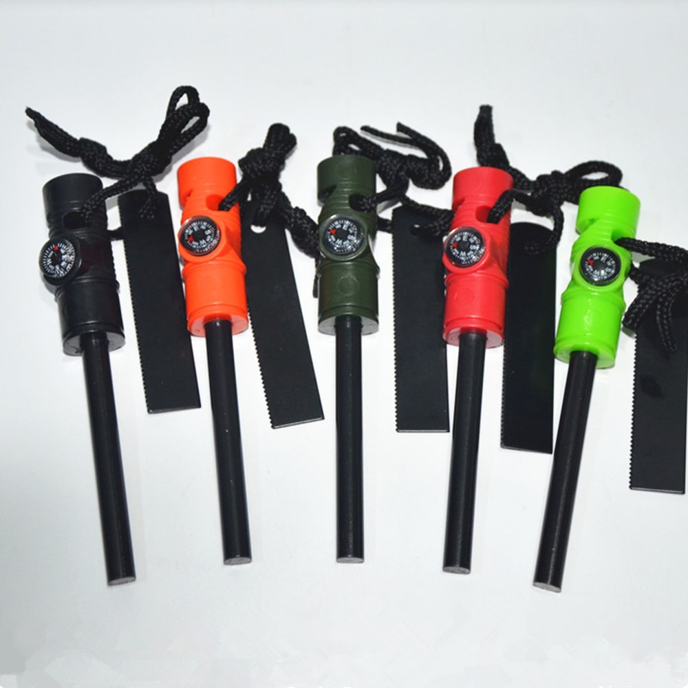 Portable Survival Fire Starter With Compass Waterproof Magnesium Ignition Tool 0