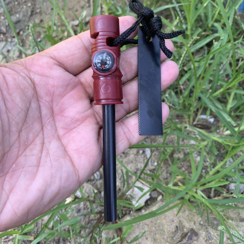 Portable Survival Fire Starter With Compass Waterproof Magnesium Ignition Tool 4