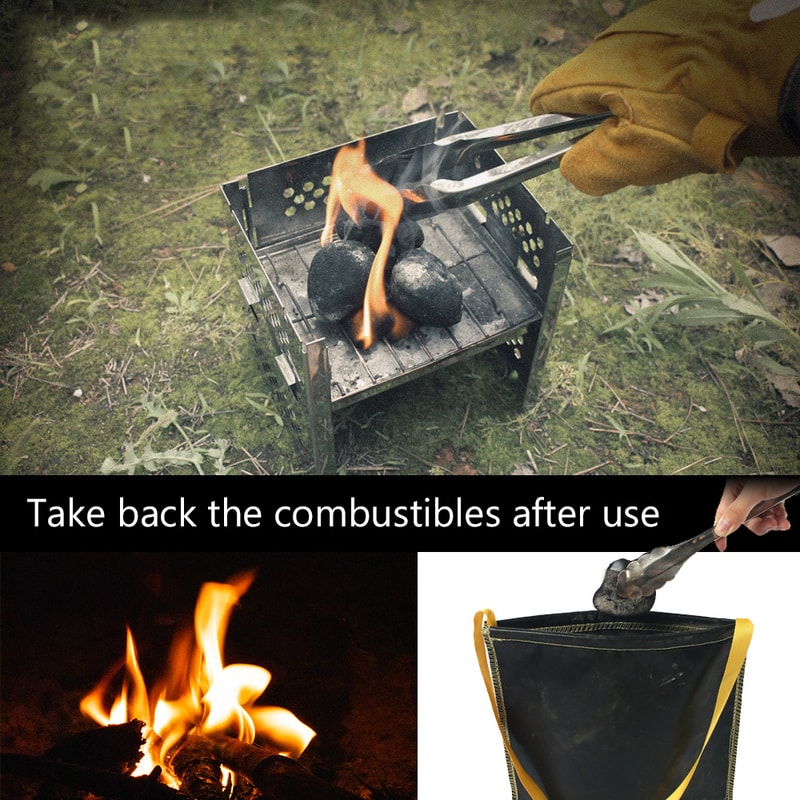 Portable Fireproof Bag For Charcoal Disposal Heat Resistant Camping Bag 3