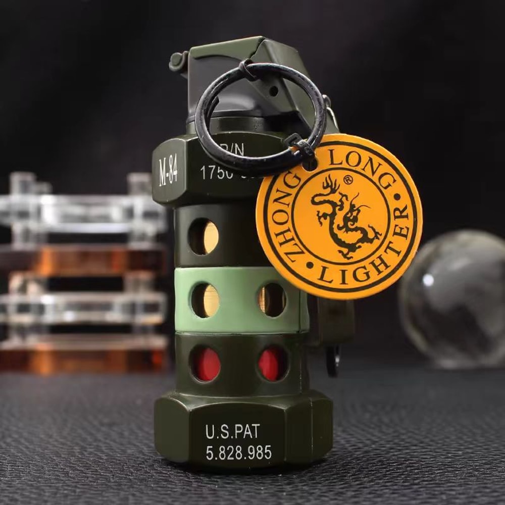 Grenade Shaped USB Rechargeable Windproof Lighter Keychain 1