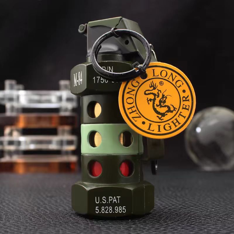Grenade Shaped USB Rechargeable Windproof Lighter Keychain 1