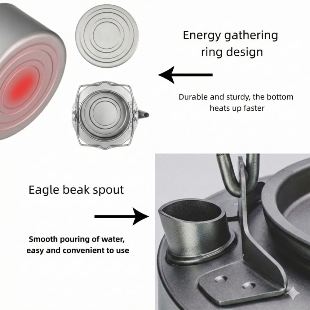 Titanium Camping Cookware Set Lightweight Pot, Pan & Kettle for Hiking