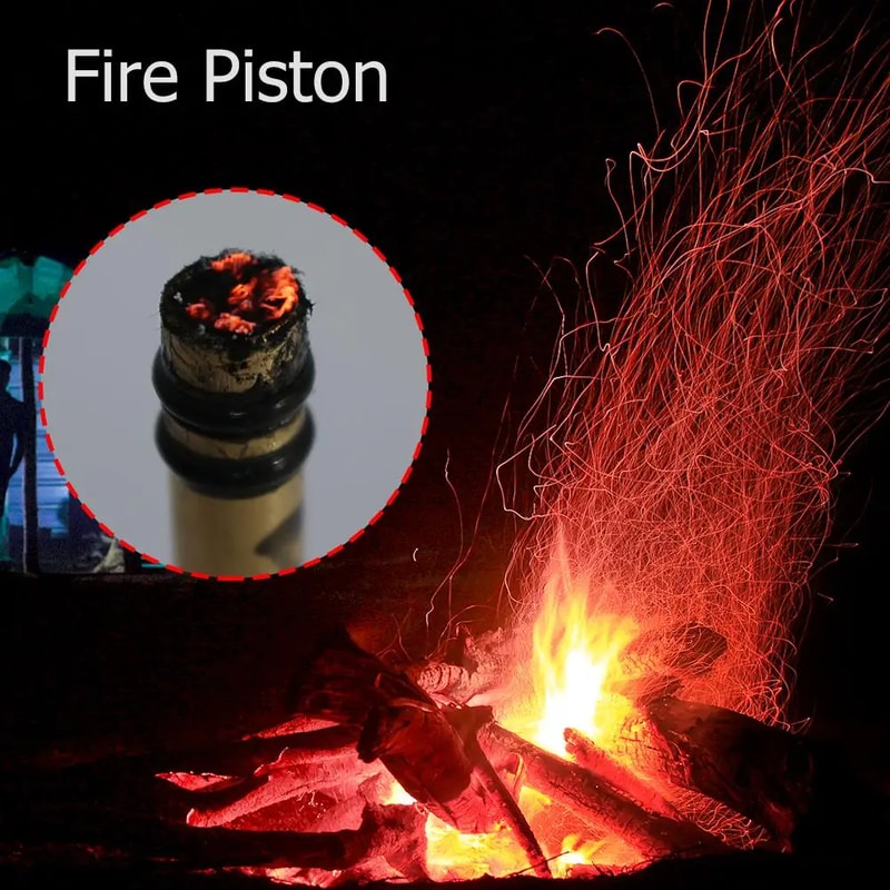 Brass Survival Fire Starter Tube With Outdoor Igniter Piston 4