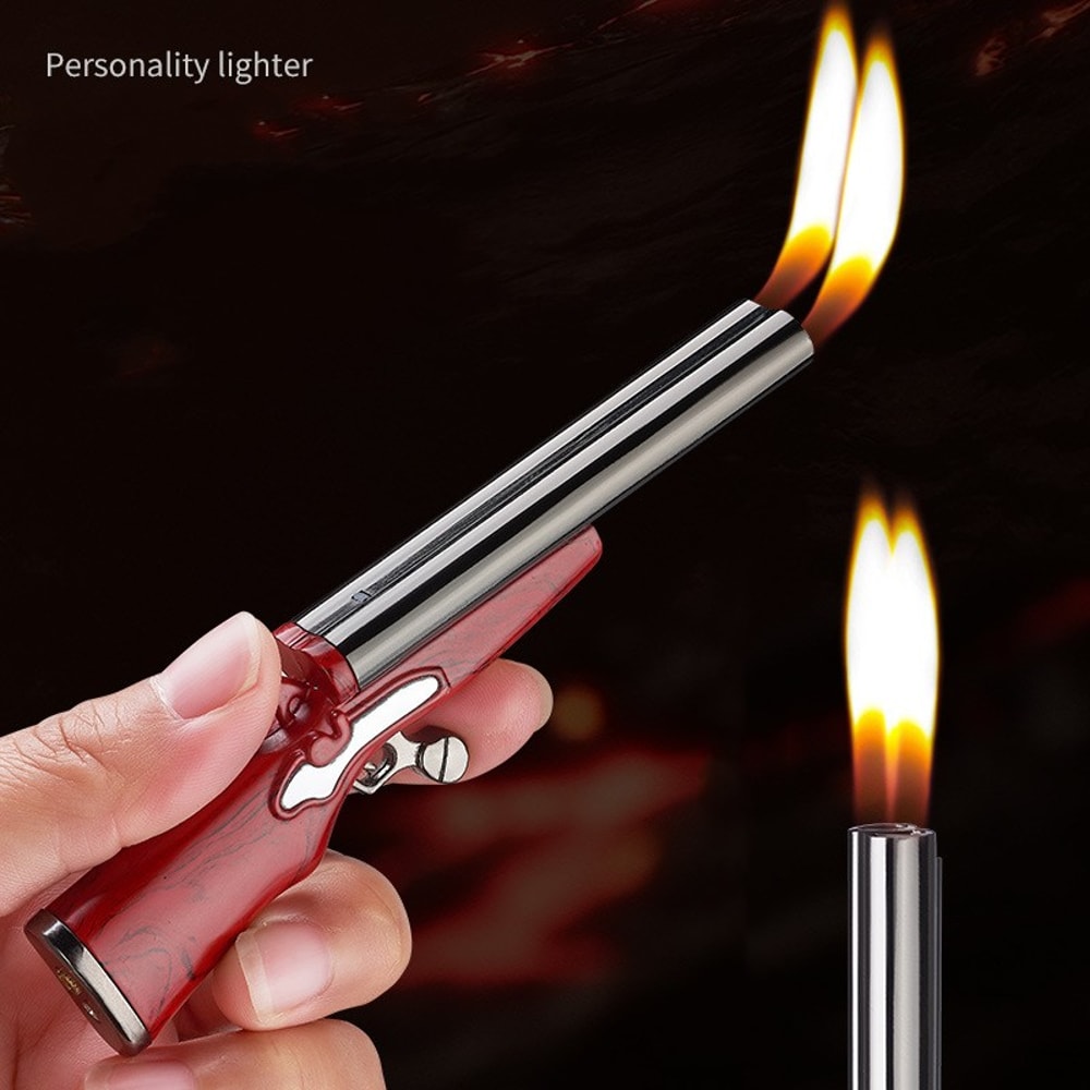 Mini Gun Dual Flame Butane Lighter Sleek Smoking Accessory For Men 1