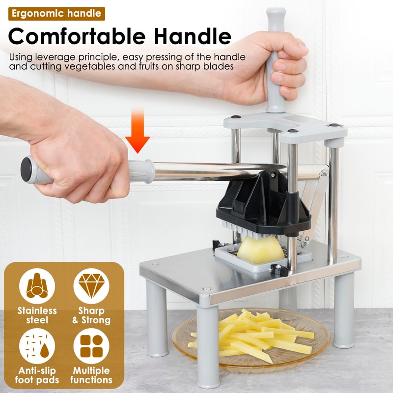 Stainless Steel French Fry Cutter Vegetable Chopper With Replacement Blades 3