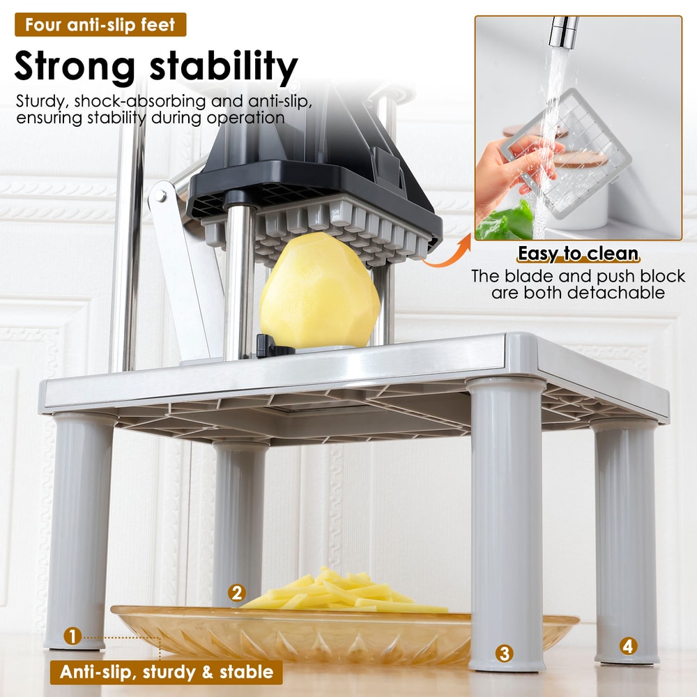 Stainless Steel French Fry Cutter Vegetable Chopper With Replacement Blades 1