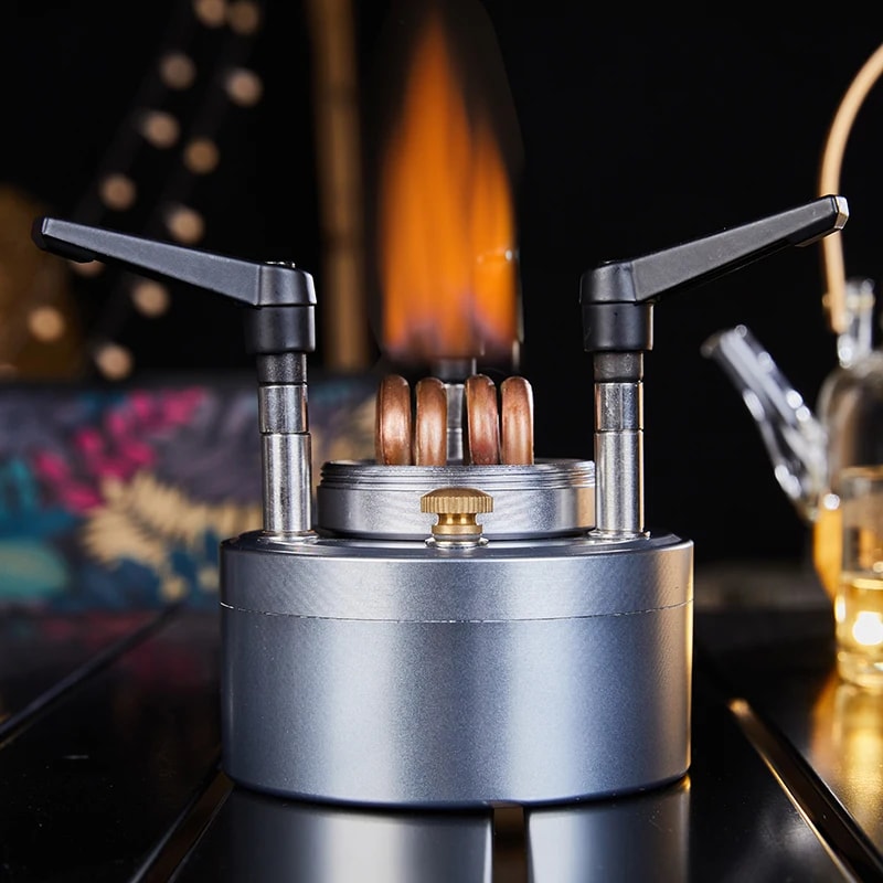 Portable Jet Fire Alcohol Stove Burner With Wooden Mat For Camping 5