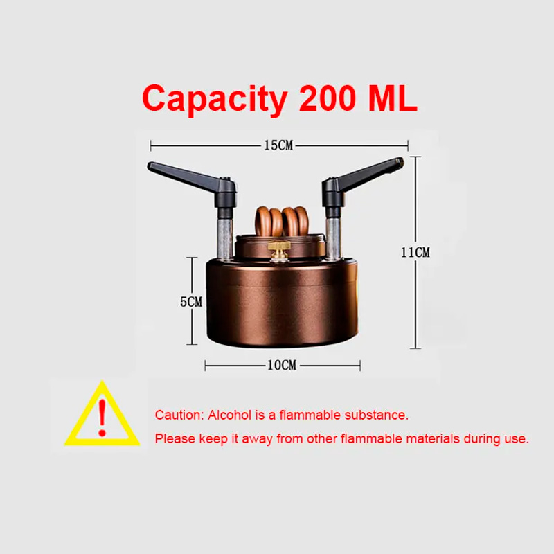 Portable Jet Fire Alcohol Stove Burner With Wooden Mat For Camping 7