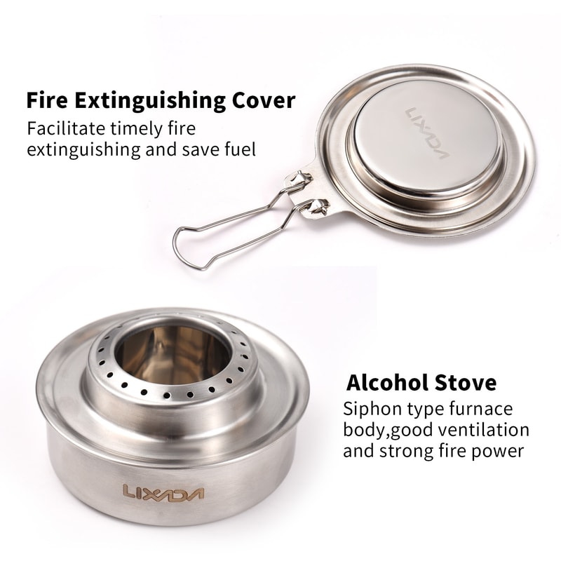Portable Mini Backpacking Camp Stove With Folding Fire Cover High Combustion Efficiency 4