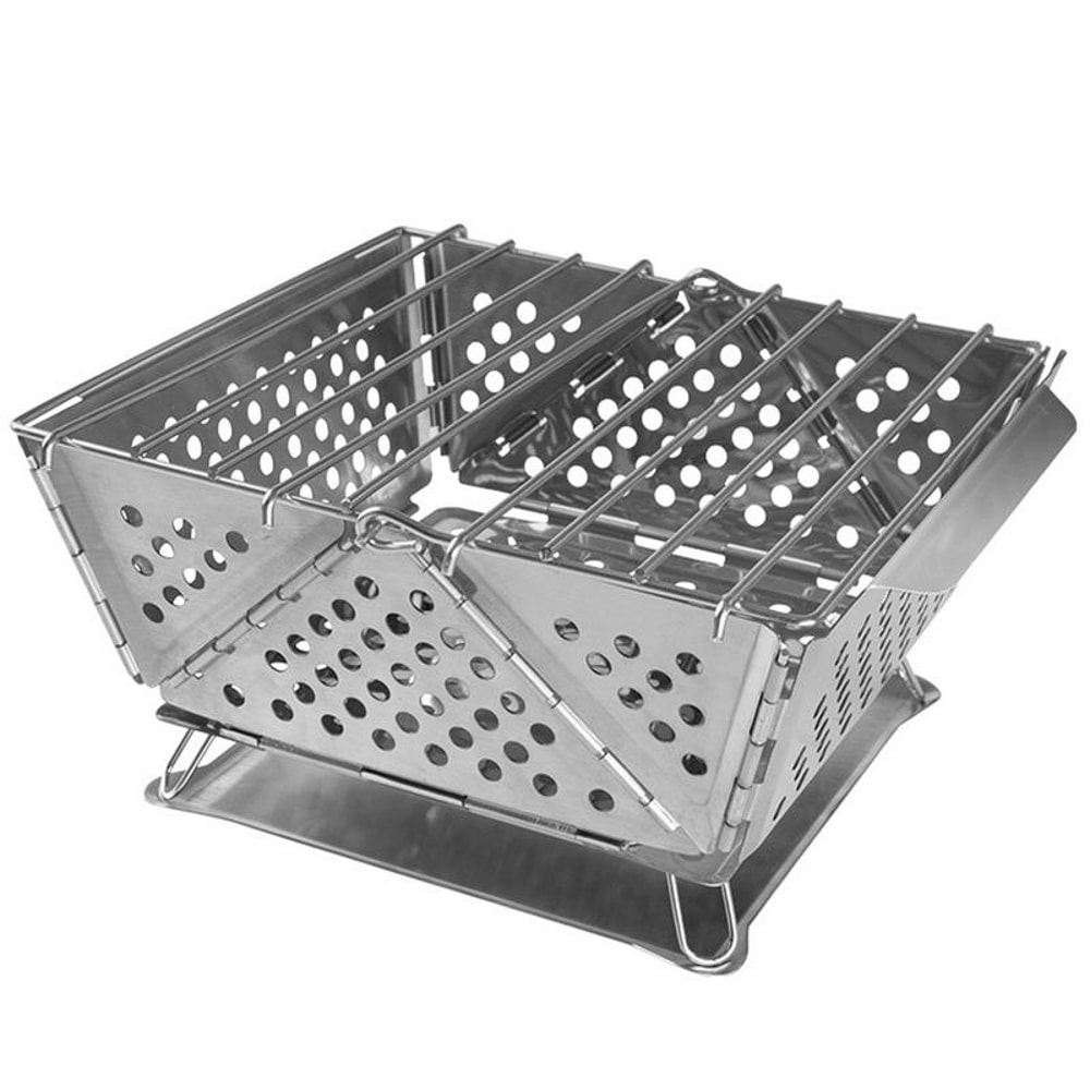 Portable Folding BBQ Stove Stainless Steel Fire Pit For Camping Picnics 2