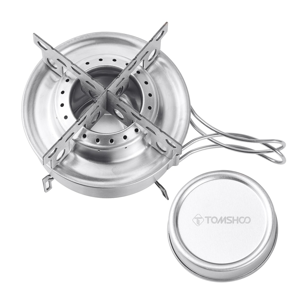 Portable Stainless Steel Camping Stove With Foldable Handles Lid 2