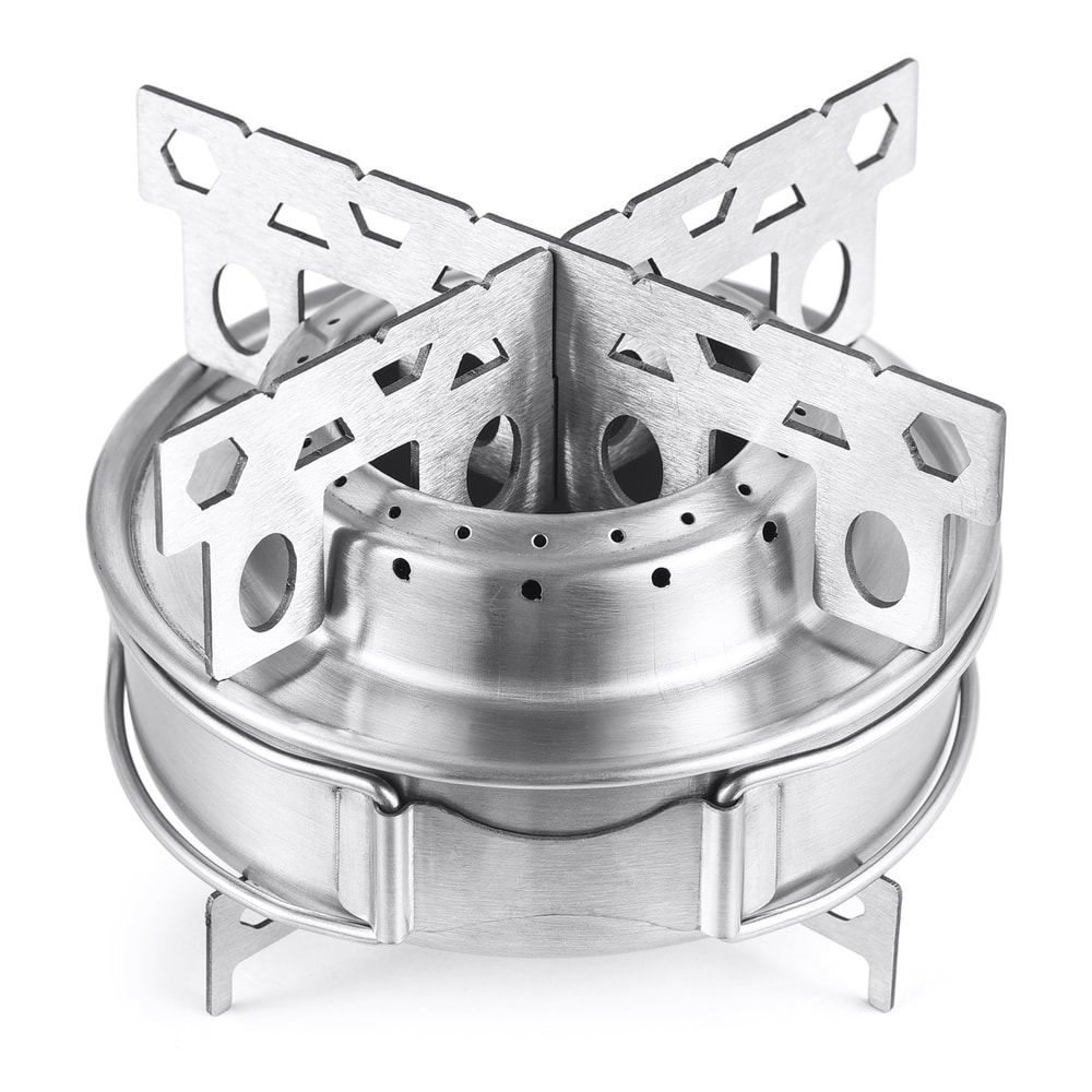 Portable Stainless Steel Camping Stove With Foldable Handles Lid 1