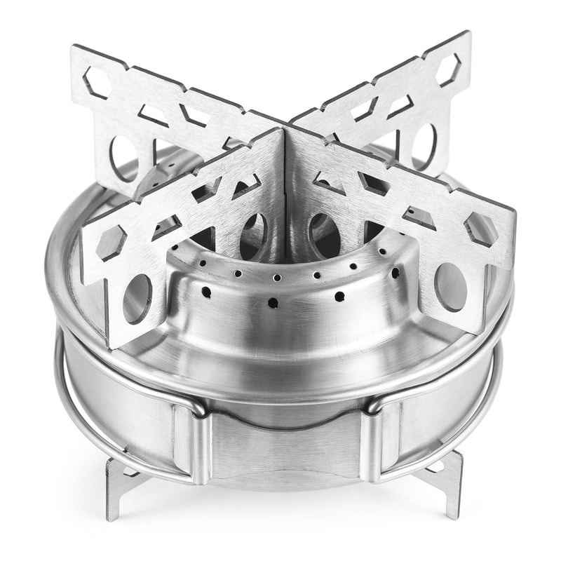 Portable Stainless Steel Camping Stove With Foldable Handles Lid 1