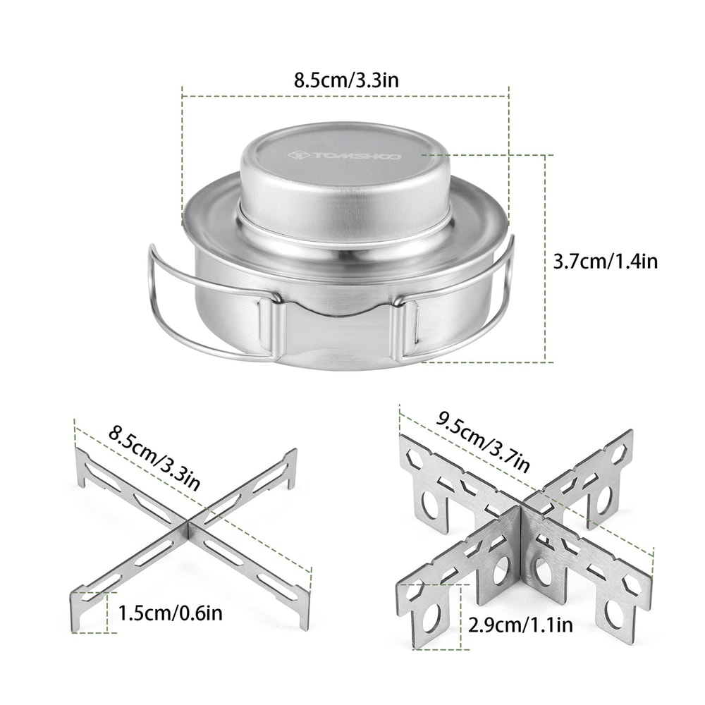 Portable Stainless Steel Camping Stove With Foldable Handles Lid 5