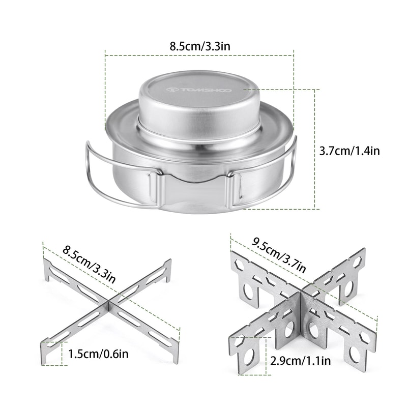 Portable Stainless Steel Camping Stove With Foldable Handles Lid 5