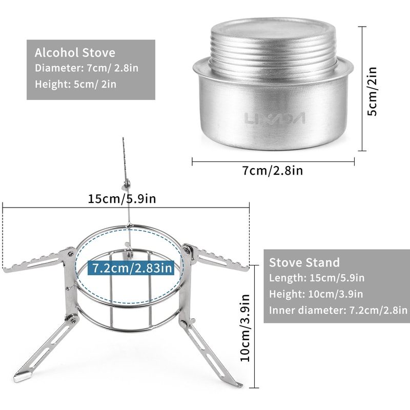 Compact Mini Backpacking Stove With Aluminum Alcohol Burner For Camping Hiking 4