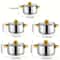 Gold Stainless Steel Cookware Set Non Stick Dishwasher Safe Induction Compatible 4
