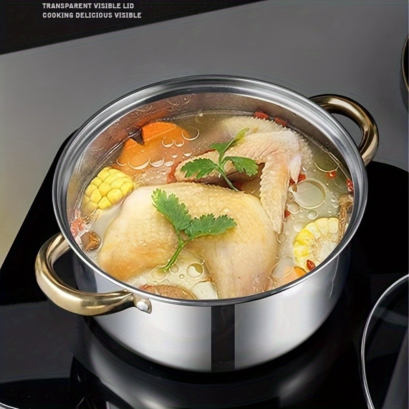 Gold Stainless Steel Cookware Set Non Stick Dishwasher Safe Induction Compatible 5