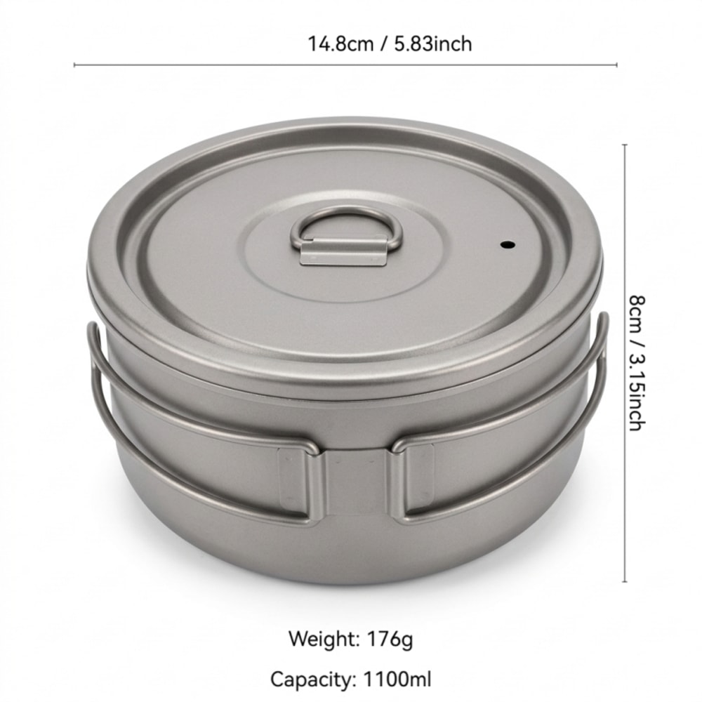 Titanium Camping Pot Foldable Lunch Box Ultralight Cookware For Hiking And Backpacking 2