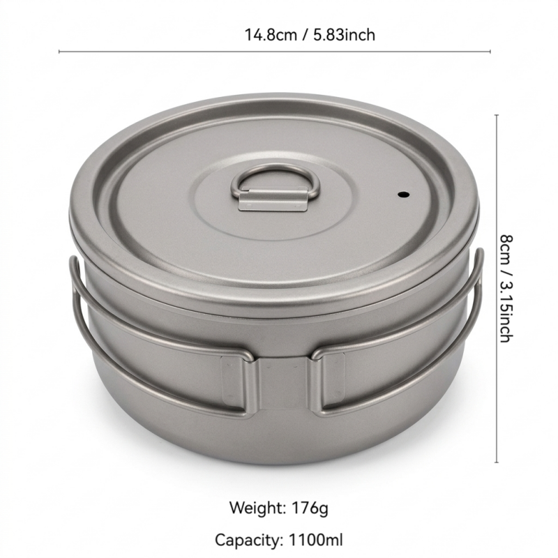 Titanium Camping Pot Foldable Lunch Box Ultralight Cookware For Hiking And Backpacking 2