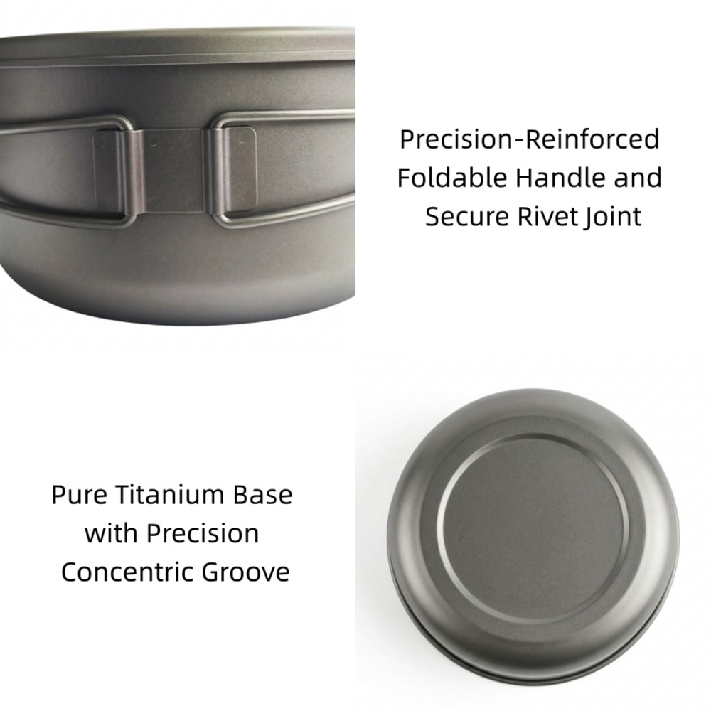 Titanium Camping Pot Foldable Lunch Box Ultralight Cookware For Hiking And Backpacking 3