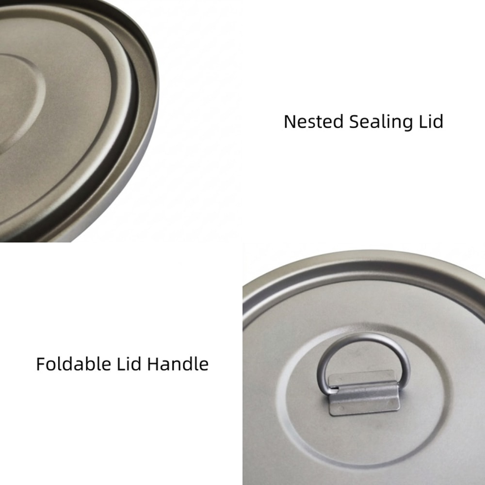 Titanium Camping Pot Foldable Lunch Box Ultralight Cookware For Hiking And Backpacking 4