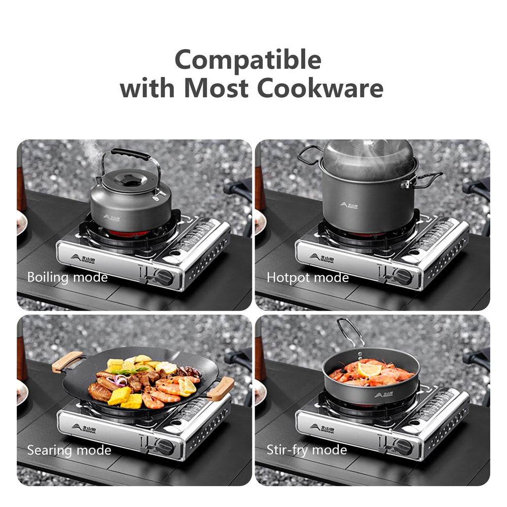 Portable Camping Infrared Burner Stove Windproof Cassette Gas Cooker 6