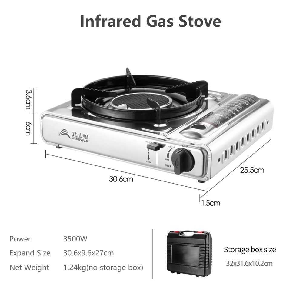 Portable Camping Infrared Burner Stove Windproof Cassette Gas Cooker 4