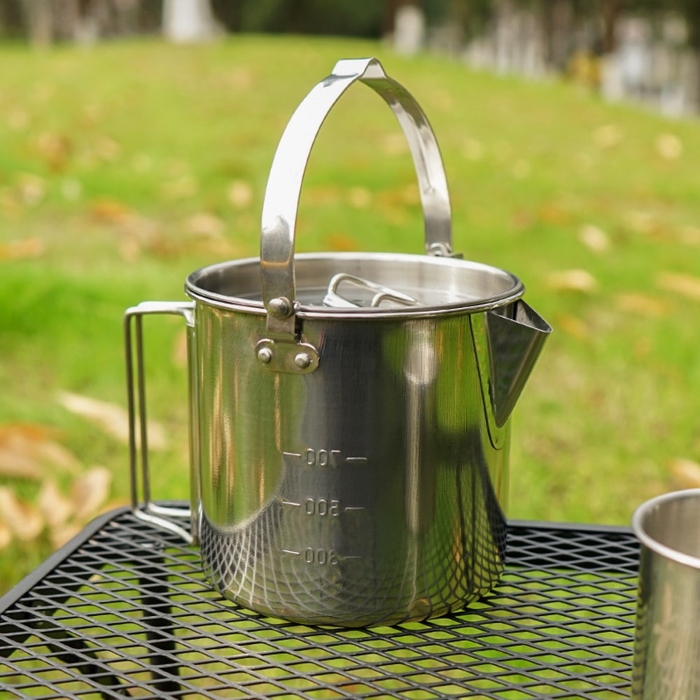 Camping Kettle Stainless Steel Outdoor Coffee Pot For Hiking Picnic Use 2