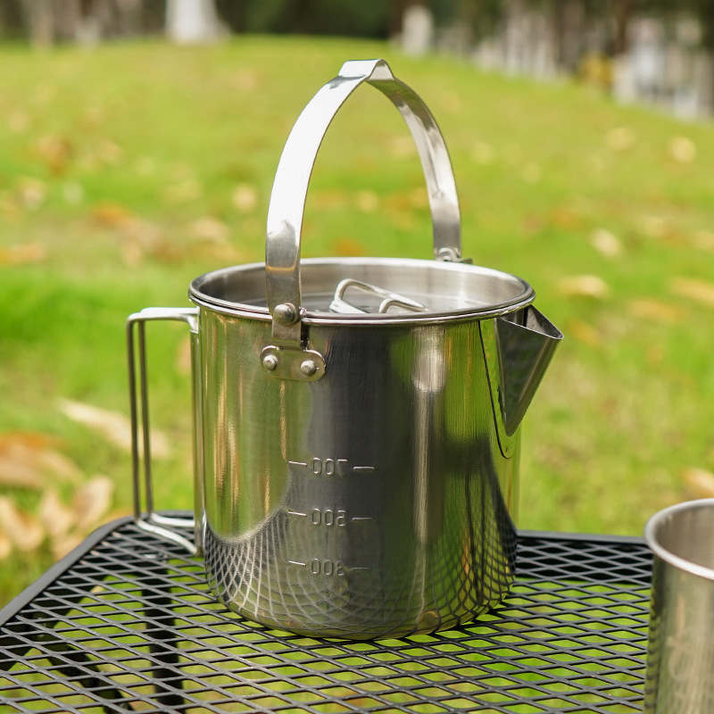 Camping Kettle Stainless Steel Outdoor Coffee Pot For Hiking Picnic Use 2