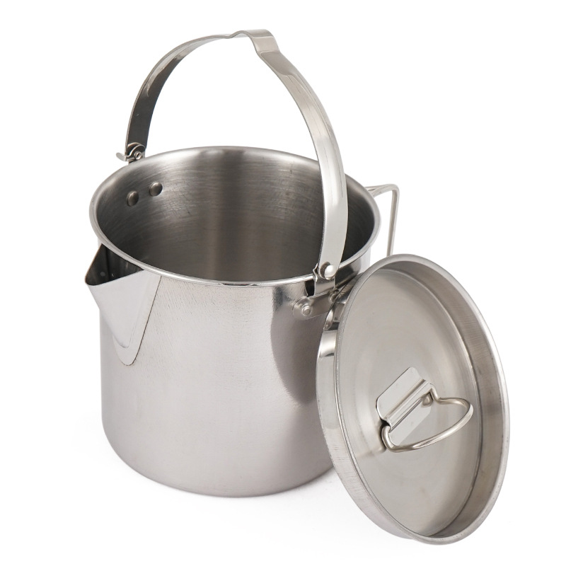 Camping Kettle Stainless Steel Outdoor Coffee Pot For Hiking Picnic Use 6