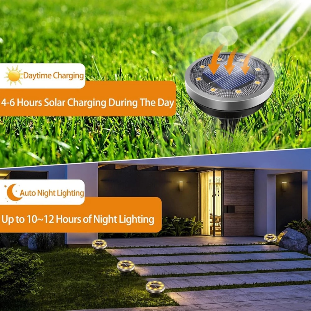 Solar Ground Lights Waterproof Outdoor Auto On Off LED Pathway Lights 2