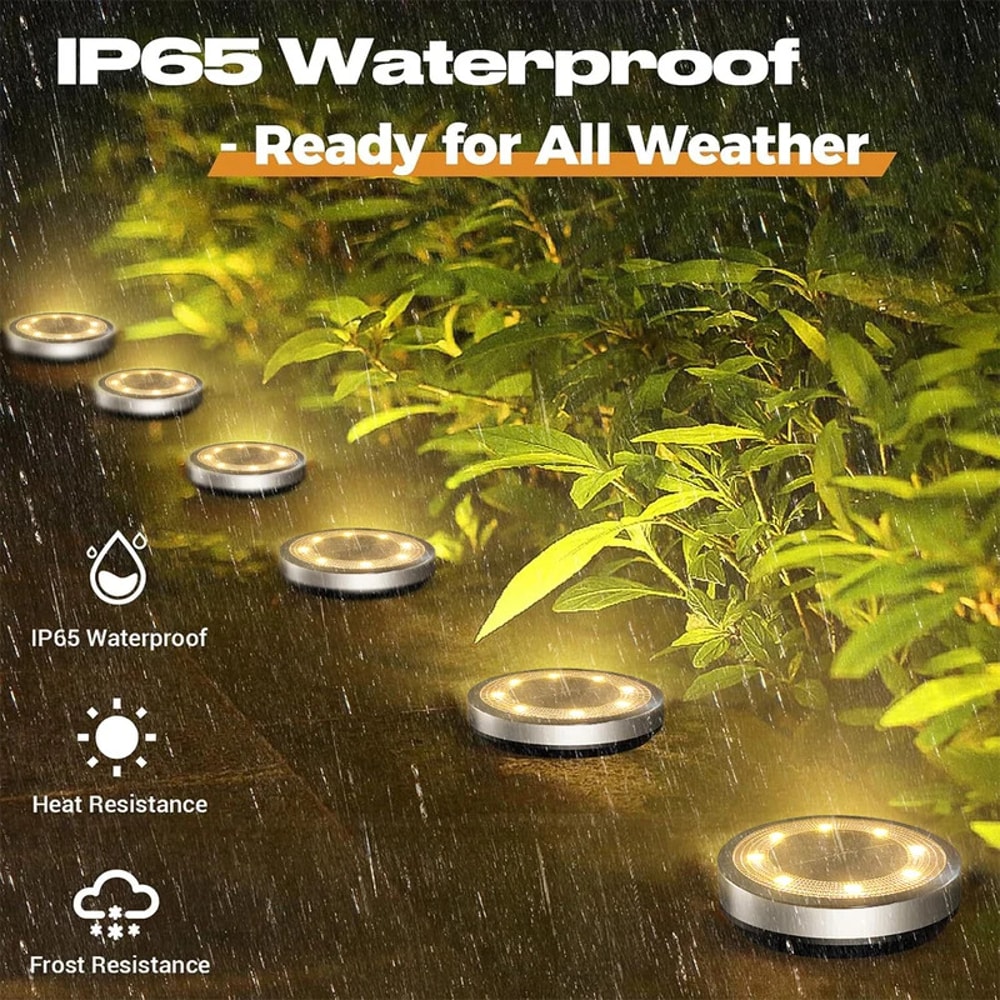 Solar Ground Lights Waterproof Outdoor Auto On Off LED Pathway Lights 7