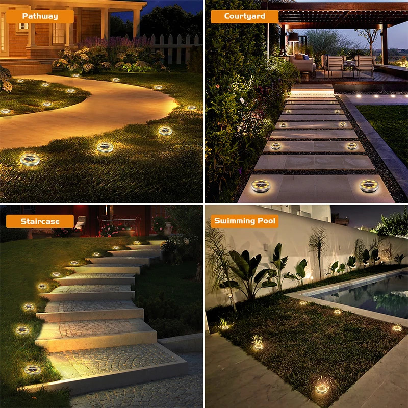 Solar Ground Lights Waterproof Outdoor Auto On Off LED Pathway Lights 1
