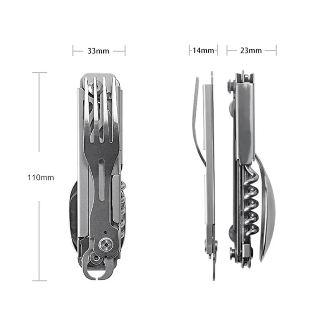 Titanium Camping Utensils Set Portable Folding EDC Camping Cutlery Multi Tool 2