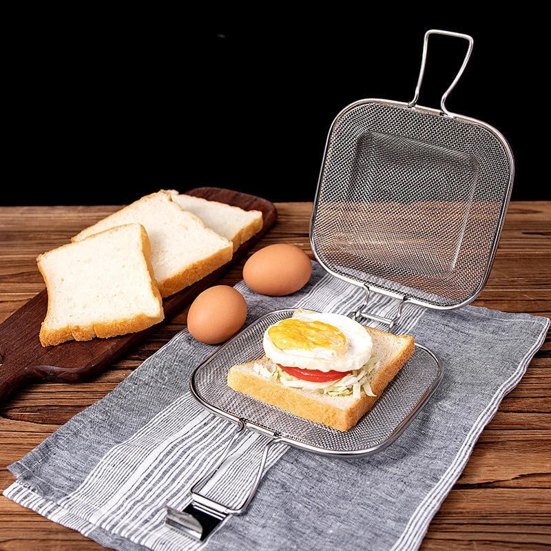 Portable Stainless Steel Sandwich Maker Pan For Camping And BBQ Grilling 1